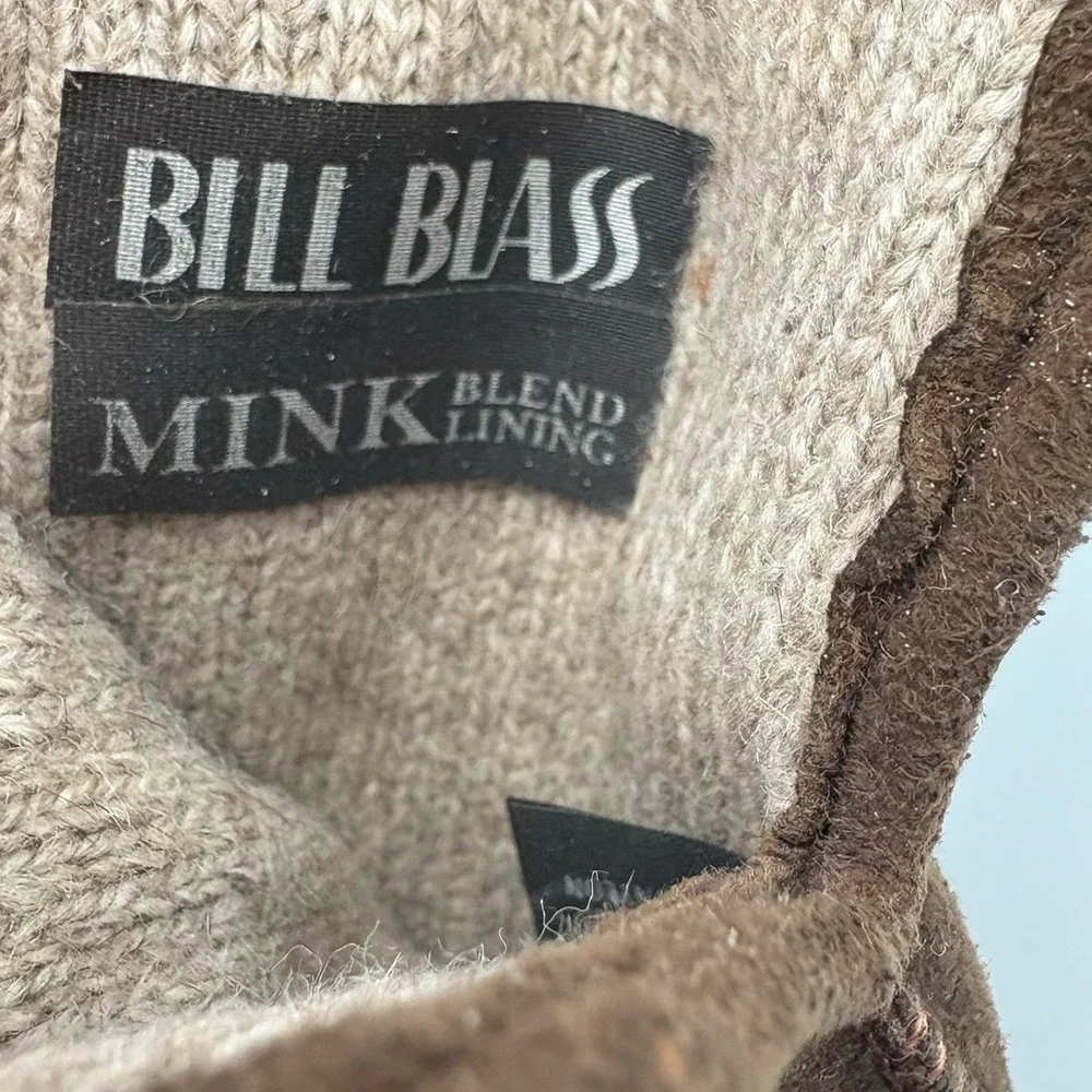 Bill Blass Grandoe Wool‎ Mink Brown Gloves Size Womens Large Warm Winter Fingers